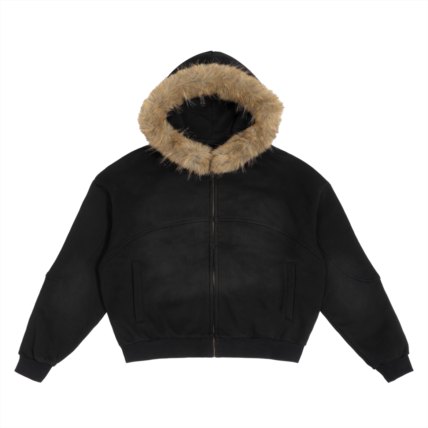Sun Fade Detachable Fur Hoodie