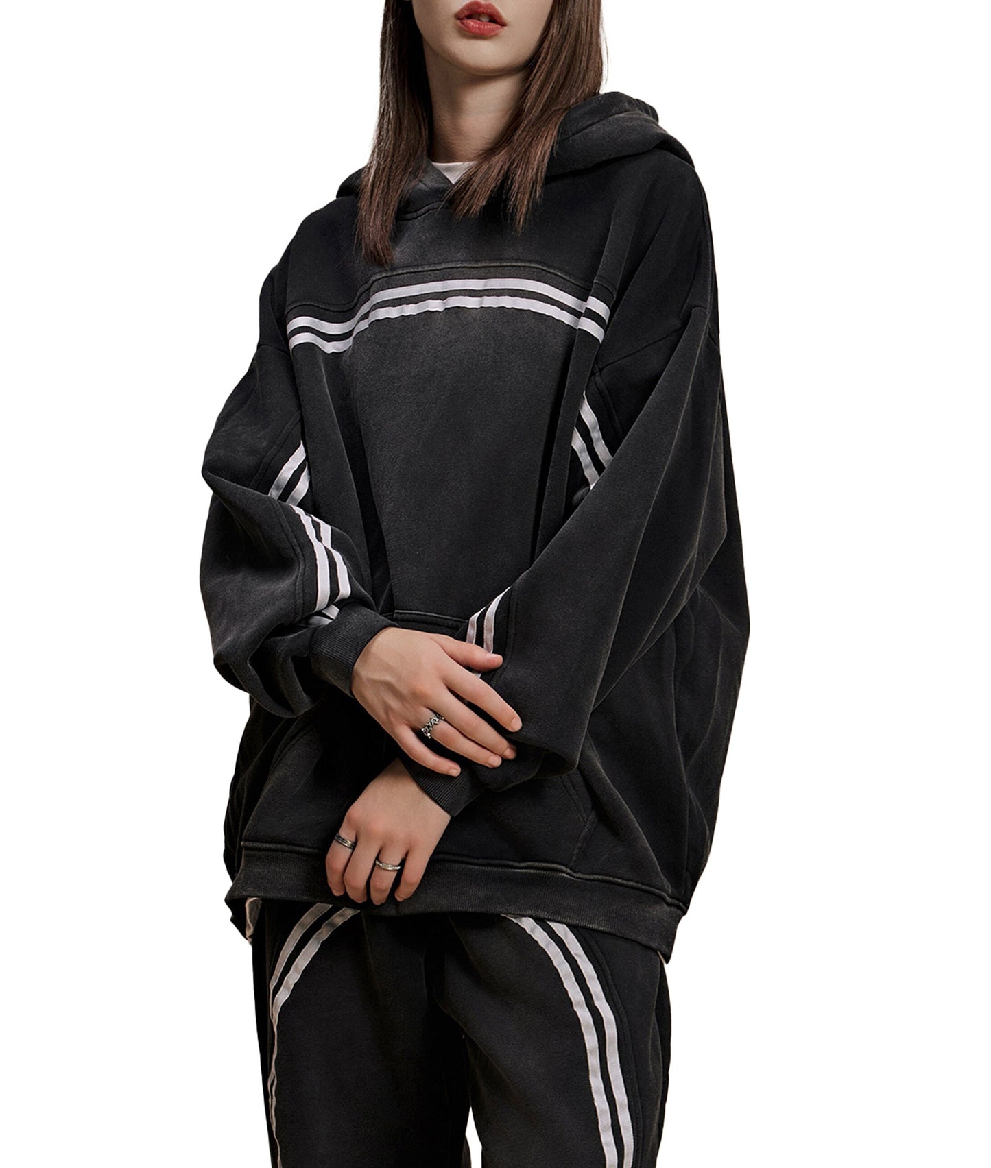 Sun Fade Contrast Tape Fleece Hoodie