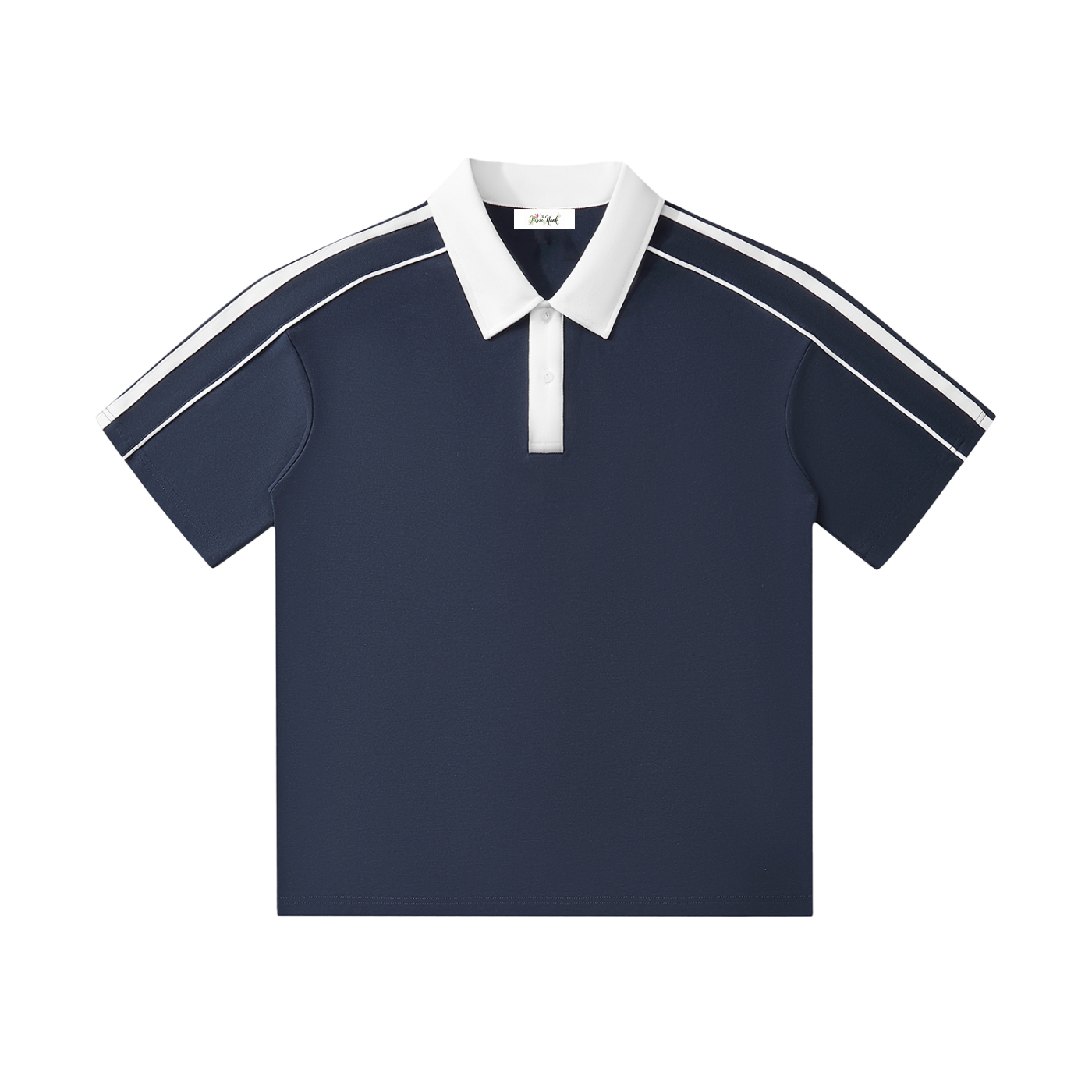 Contrast Collar Short-Sleeve Polo Shirt