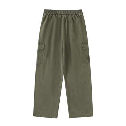 Drawstring Waist Straight-Leg Cargo Pants