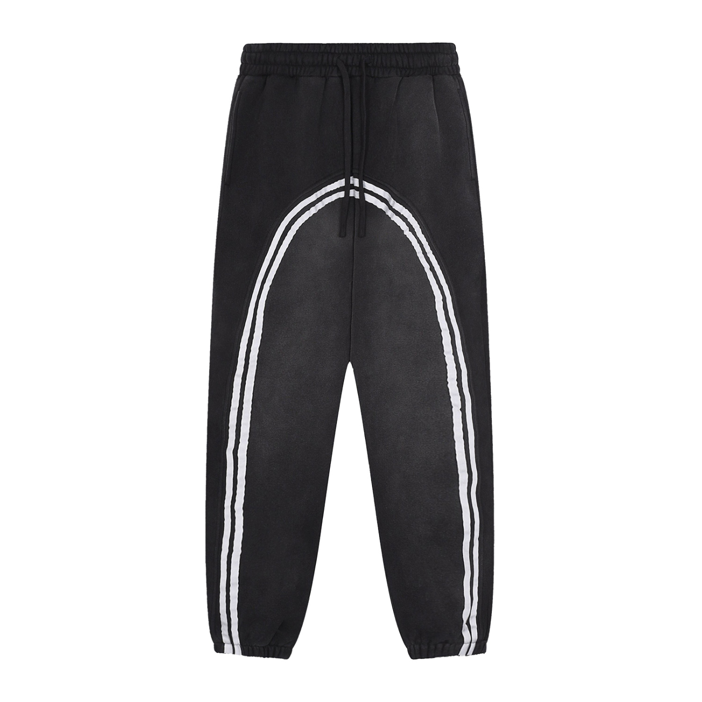 Sun Fade Contrast Tape Fleece Sweatpants - Black