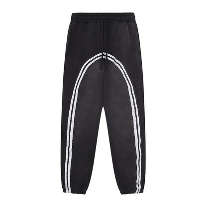 Sun Fade Contrast Tape Fleece Sweatpants - Black