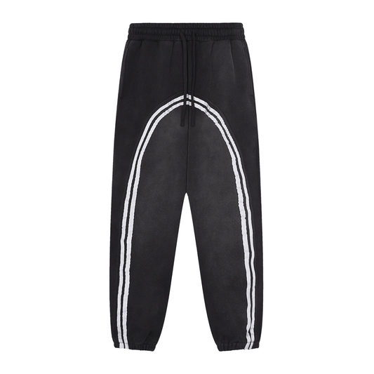 Sun Fade Contrast Tape Fleece Sweatpants - Black