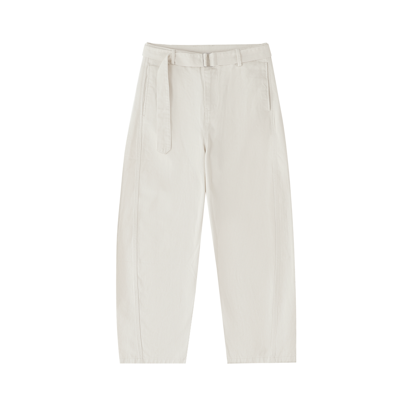 Belted Barrel-Leg Chino Pants