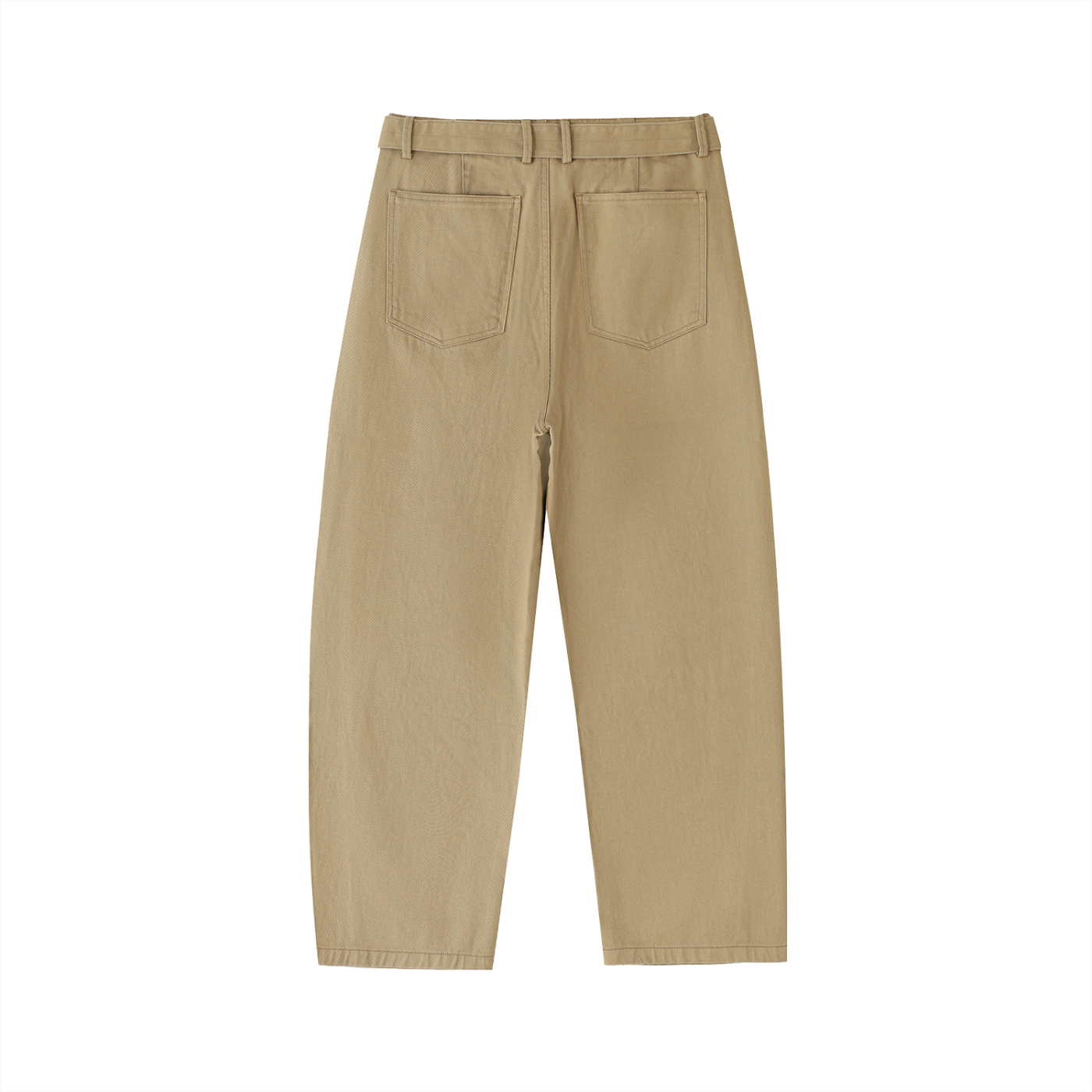 Belted Barrel-Leg Chino Pants