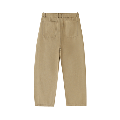 Belted Barrel-Leg Chino Pants