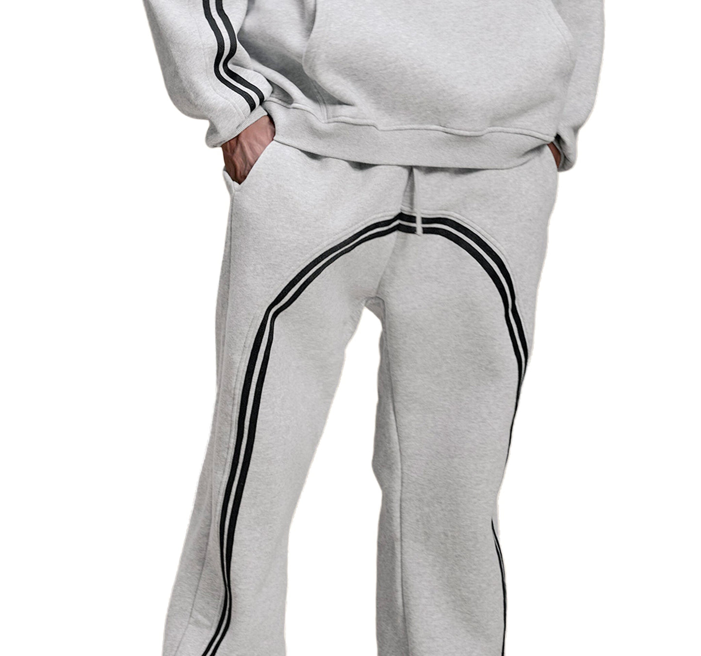 Sun Fade Contrast Tape Fleece Sweatpants - Grey