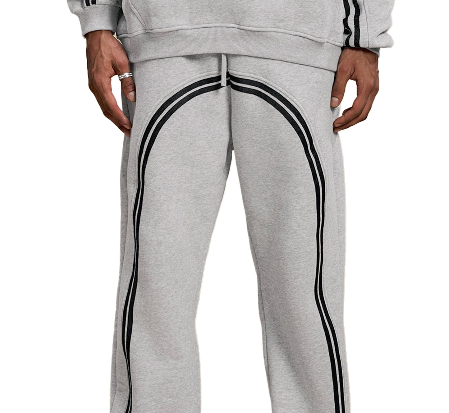 Sun Fade Contrast Tape Fleece Sweatpants - Grey