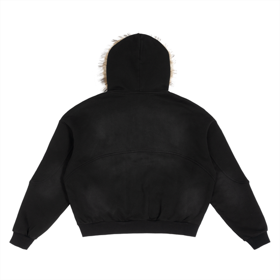 Sun Fade Detachable Fur Hoodie