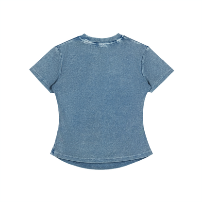 Vintage Denim Washed Bodycon Cotton T-Shirt