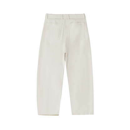 Belted Barrel-Leg Chino Pants