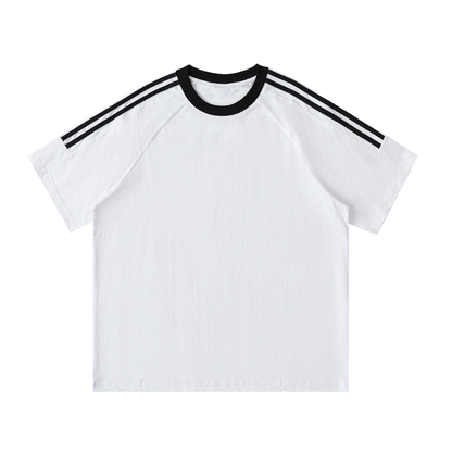 Contrast Tape Crewneck Cotton T-Shirt